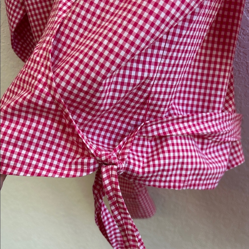 Vintage Evan Picone Pink Gingham Wrap Blouse - Picture 3 of 9